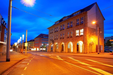 Nordhausen stadthaus at night in Thuringia of Germany