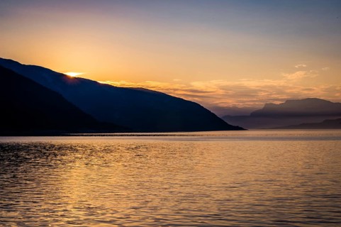 Landscape photography of the evening mood at the Sognefjord in Norway in the summer. Beautiful