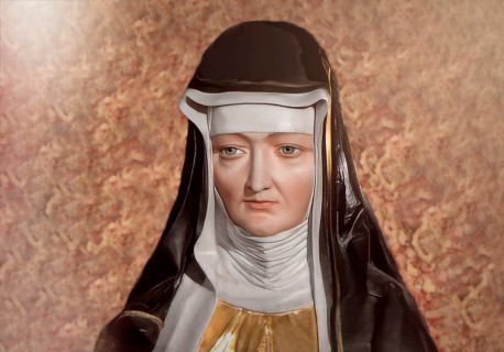 Figure of Hildegard of Bingen, Sibyl of the Rhine, 1098 – 1179, German Benedictine abbess and