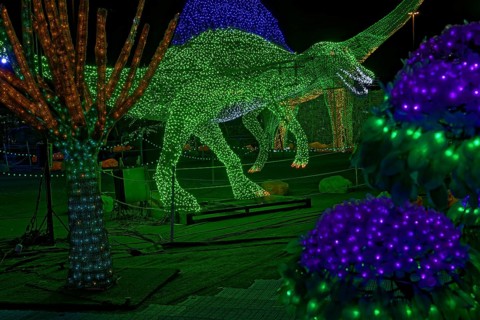 Illumi light show event, 25 million lights, Jurassic kingdom, Laval, Province of Quebec, Canada,