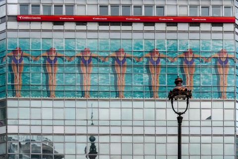 Corunna, Spain, July 20, 2020: View of colorful facade of Mango store, Europe