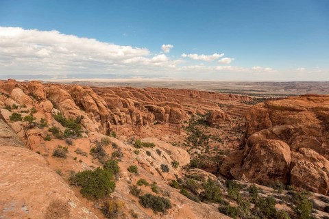 View over Devil's Garden in the Arches Naitonal Park, USA, North America
