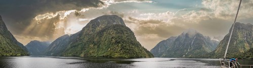 Magnificent landscape of rugged Doubtful Sound, Fiordland National Park, South Island of New