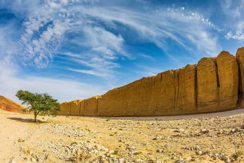 The majestic beginning of Black Canyon. The stone desert in mountains of Eilat, Israel, Asia