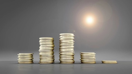 A coin stacking financial concept 3d illustration