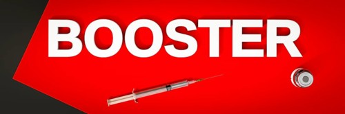 A Coronavirus vaccine booster syringe. 3D illustration