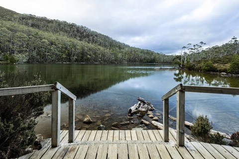 The stunning Lake Dobson on the Pandani Grove Nature Walk on a cold summer's afternoon in Tasmania,