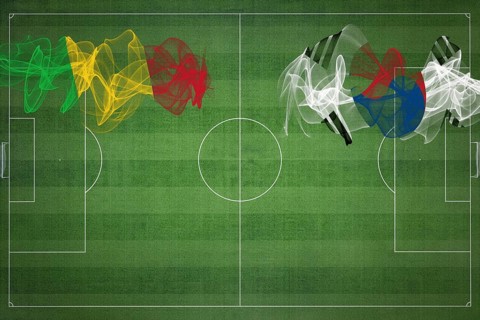 Mali vs South Korea Soccer Match, national colors, national flags, soccer field, football game,