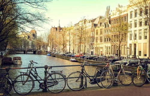 Spring evening in amsterdam