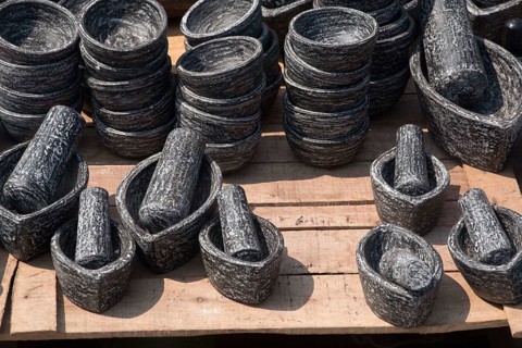 Pestle old grinder kept for sell, puri, orissa, india, asia