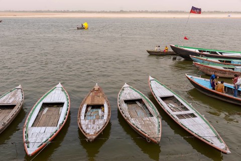 Boats parked, varanasi, uttar pradesh, india, asia