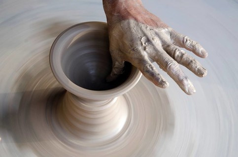 Potter making earthen pot in Bikaner at rajasthan India Asia