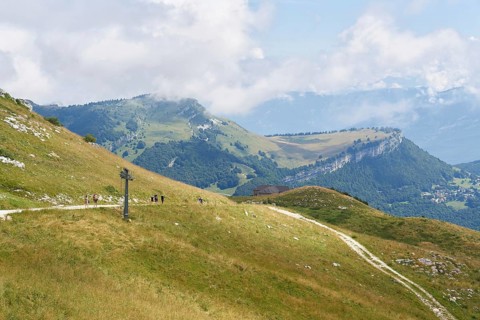 View from the summit of Monte Baldo on Lake Garda to the Malga Bes nature reserve in the Trentino