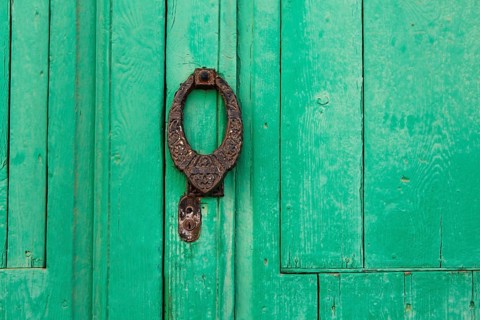Lanzarote Teguise green door detail in Canary Islands