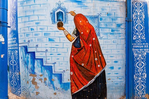 Street-Art in den Straßen der Altstadt von Jodhpur, Rajasthan, Indien