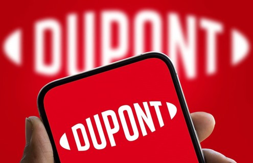 Dupont logo is displayed on smartphone. DuPont is an American multinational chemical company.
