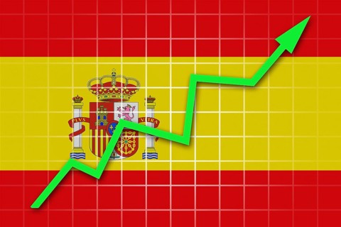 The Spanish flag and arrow graph going up