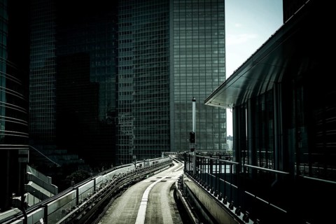 Tokyo skyline seen from the yurikamome. Shooting Location: Tokyo metropolitan area