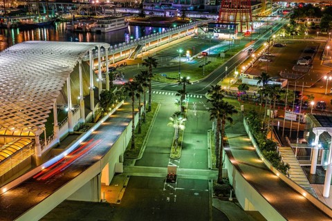 Night view of Kobe Meriken Park. Shooting Location: Kobe city, Hyogo Pref