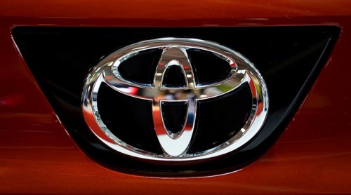 Sofia, Bulgaria - 3 June, 2022: Close-up of Toyota logo is seen on a car at Sofia Motor Show