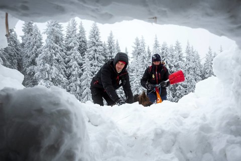 Sofia, Bulgaria - January 18, 2017: Rescuers from Mountain rescue service at Red Cross organization