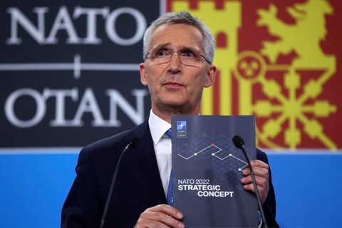 Madrid, Spain - 29 June, 2022: NATO Secretary General Jens Stoltenberg speaks at a press conference
