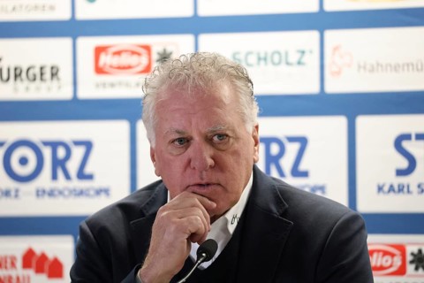 Head coach Doug Shedden (Iserlohn Roosters) at the press conference, PK after the DEL match 24-25,