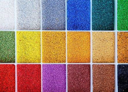 Colorful designer architect sample of color stones for flooring and facade