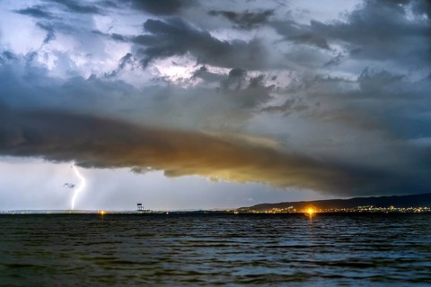 Strom with Lightning at Lake Balaton near Keszthely