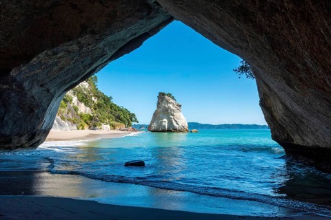 Scenic Cathedral Cove at Coromandel peninsula, New Zealand, Oceania
