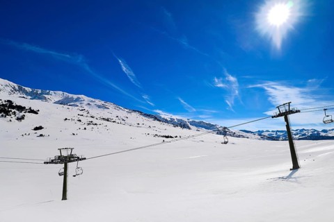Baqueira Beret in Lerida Catalonia ski spot resort in Aran Valley of Pyrenees Spain