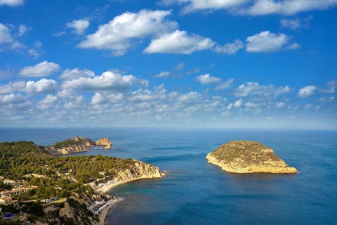 Javea Xabia Mediterranean sea aerial from La Falzia point in Alicante Spain