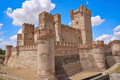 Medina del Campo village in Spain Mota castle in Valladolid at Castile Leon
