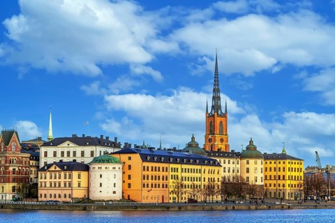 View of Riddarholmen from City Hall in Stockholm, Swed