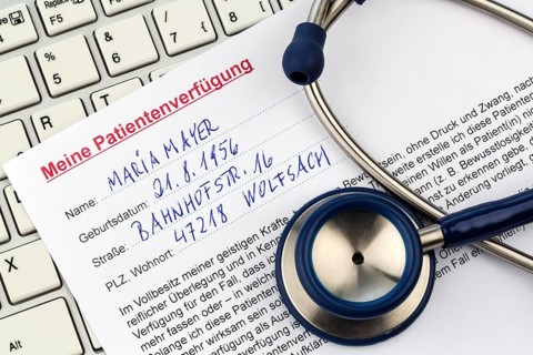 A living will in German. Instructions for the doctor or hospital in the event of a terminal illness