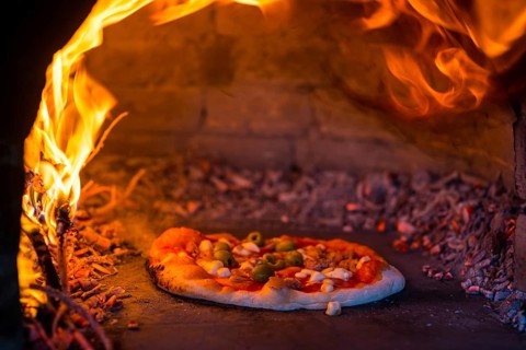 Original Italian pizza from the wood fire oven