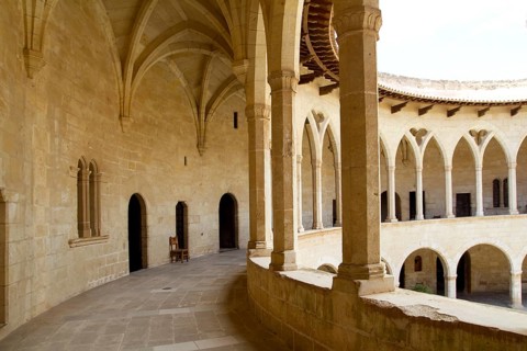 Bellver Castle Castillo cloister corridor in Majorca at Palma de Mallorca Balearic Islands