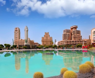 Santa Cruz de Tenerife in Plaza de Espana lake at Canary Islands