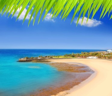 Arrecife Lanzarote Playa del Reducto beach aerial view in Canary Islands