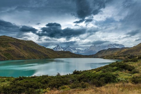 View of Lake Pehoe in Torres del Paine National Park, Chile, South America