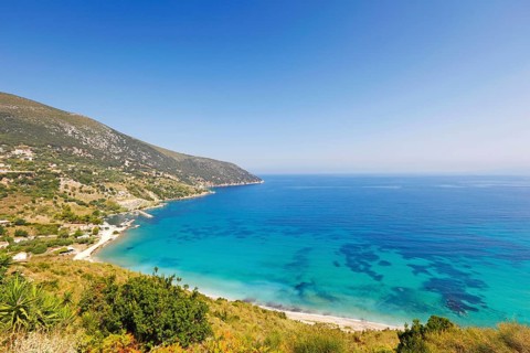 The beach Agia Kyriaki in Kefalonia island, Greece, Europe