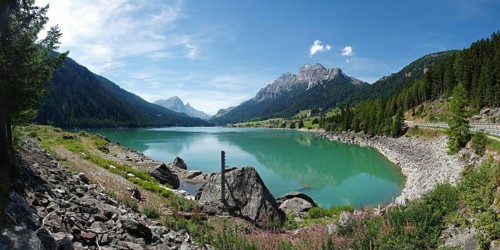 Sufnersee with the Teurihorn, Viamala, Graubünden, Switzerland, Europe