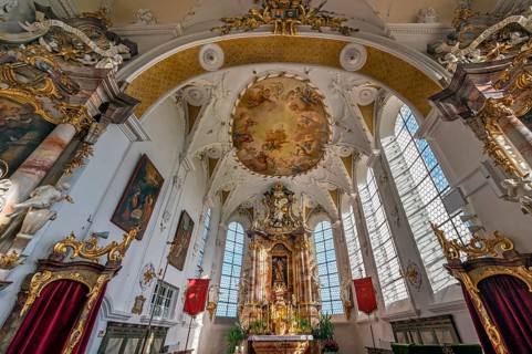 Main altar and ceiling fresco, St George and Florian is a listed Catholic parish church in