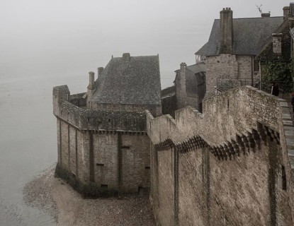 Mont-Saint-Michel, monastery hill, fortified staircase, view of the Tour Boucle from the north