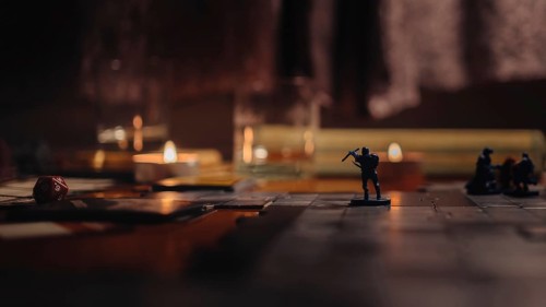 Crossbowman, Dungeons and Dragons board game in the evening time