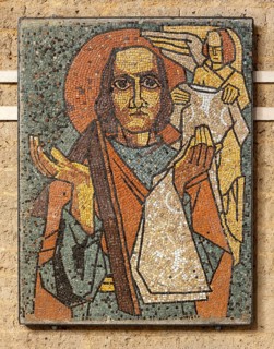 Brauweiler near Pulheim, St Nicholas Abbey Church, mosaic by Jaap Sombroek in St Martin's Chapel,