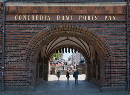 Holsten gate (holstentor), a city gate in the center of luebeck