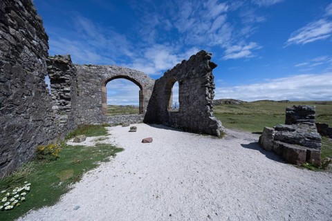 Ruins of the ruined St Dwynwen Church, Llanddwynn Island, Newborough, Anglesey, Wales, Great