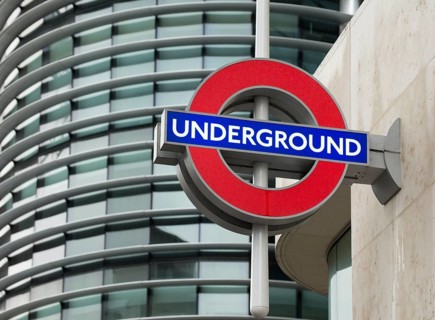 Subway station and subway sign in London