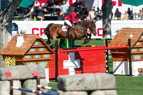 Calgary, Canada, Sept., 7, 2024. Amy Millar of Canada, riding Truman compete in the BMO Nations Cup